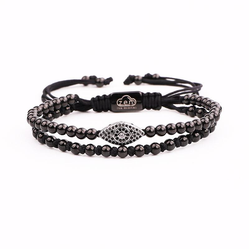 Luxury Stainless Steel & CZ Unisex EVIL EYE PROTECTION Bracelet like the Celebs-4 Metal Colors