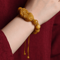 Thumbnail for Natural Yellow Jade Pixiu 'SELF-CONFIDENCE' Rope Bracelet