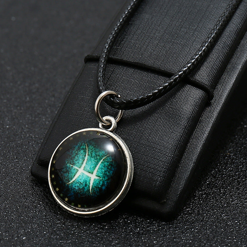 12 constellation Glass Pendant Necklace YourSoulPlace