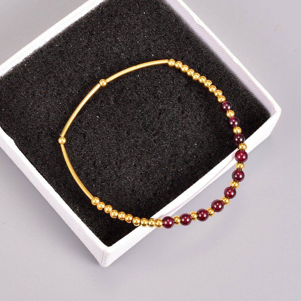 Elegant 18k Gold Red Garnet Bracelet