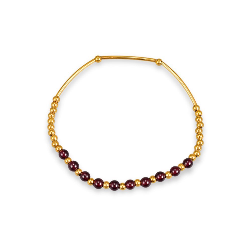 Elegant 18k Gold Red Garnet Bracelet