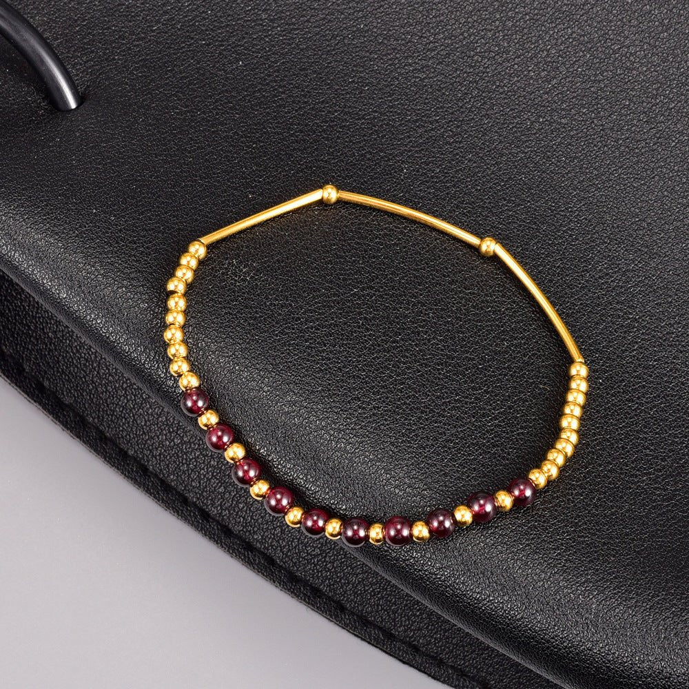 Elegant 18k Gold Red Garnet Bracelet