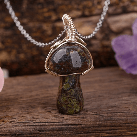 Natural Stone Toad Stool Mushroom Necklace