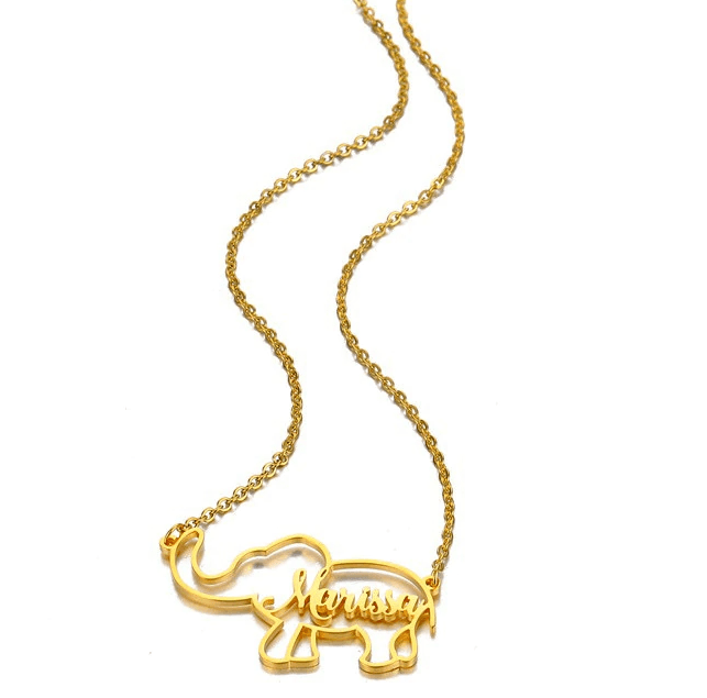 Personalized Stainless Steel 'STRENGTH' Elephant Necklace