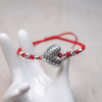 Thumbnail for Sterling Silver LOVING HEART Fish Red  Rope Bracelet