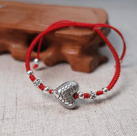 Thumbnail for Sterling Silver LOVING HEART Fish Red  Rope Bracelet