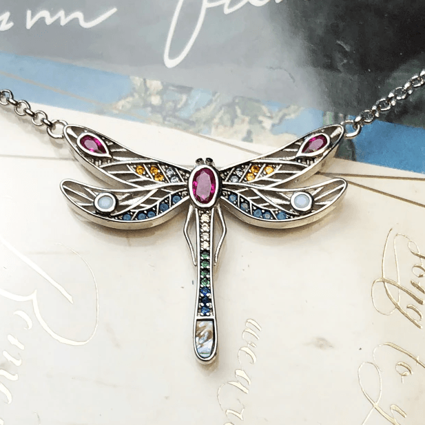 Silver & Zirconia Dragonfly 'CREATIVITY' Necklace