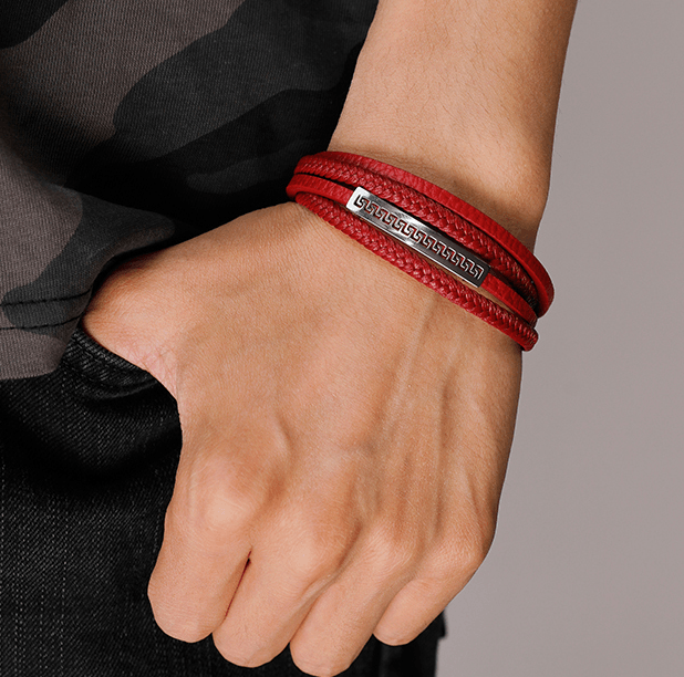 Men's Lucky 'Fu' Layered Leather Bracelet