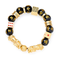 Thumbnail for Feng Shui Black Obsidian Double Pixiu Wealth Bracelet