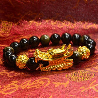 Thumbnail for Feng Shui Dragon Gold Obsidian Wealth Bracelet