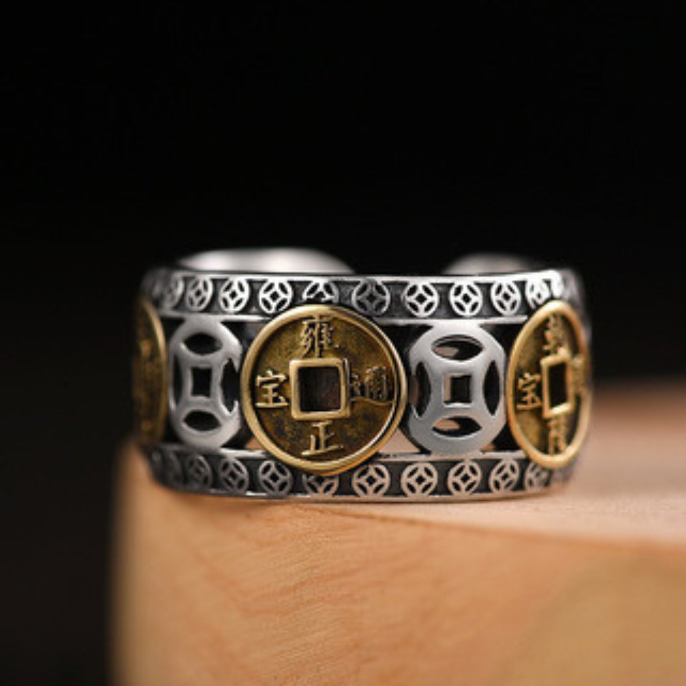 Feng Shui Five-Emperor Lucky Coins Ring