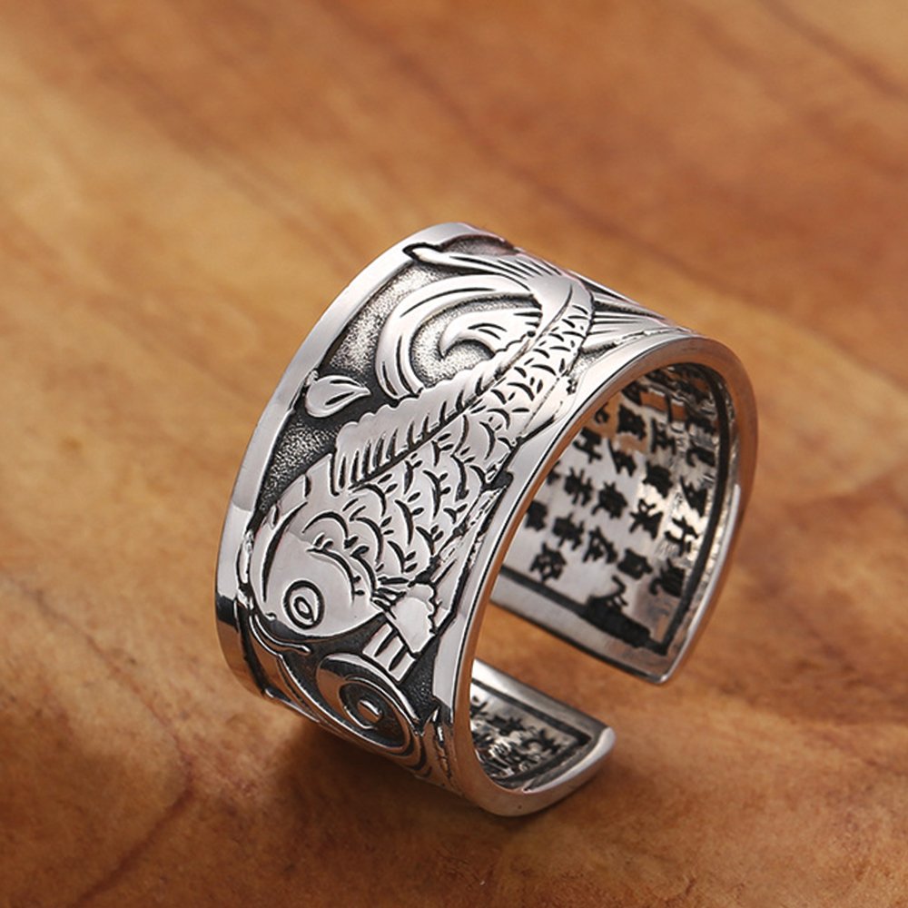 Feng Shui Lucky Carp Mantra Ring