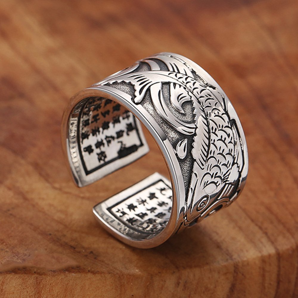 Feng Shui Lucky Carp Mantra Ring