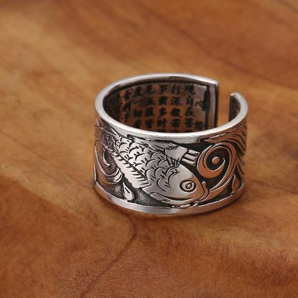 Feng Shui Lucky Carp Mantra Ring