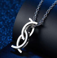Thumbnail for Unique Stainless Steel 'FOREVER' Kissing Fish TRANSFORMING RING to NECKLACE - Steel Chain included