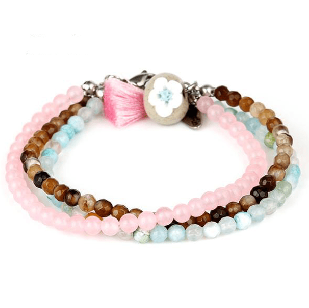 Rose Quartz & Agate EMOTIONAL HEALING -3 Strand Stone Blend Bracelet