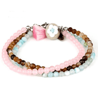 Thumbnail for Rose Quartz & Agate EMOTIONAL HEALING -3 Strand Stone Blend Bracelet