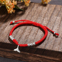 Thumbnail for Red Rope & Silver Fishtail 'SPIRITUAL REBIRTH' Bracelet