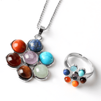 Thumbnail for 7 Chakra Natural Stone Flower Pendant Necklace ** With FREE Matching RING while stocks last!