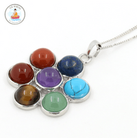 Thumbnail for 7 Chakra Natural Stone Flower Pendant Necklace ** With FREE Matching RING while stocks last!