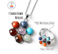 Thumbnail for 7 Chakra Natural Stone Flower Pendant Necklace ** With FREE Matching RING while stocks last!