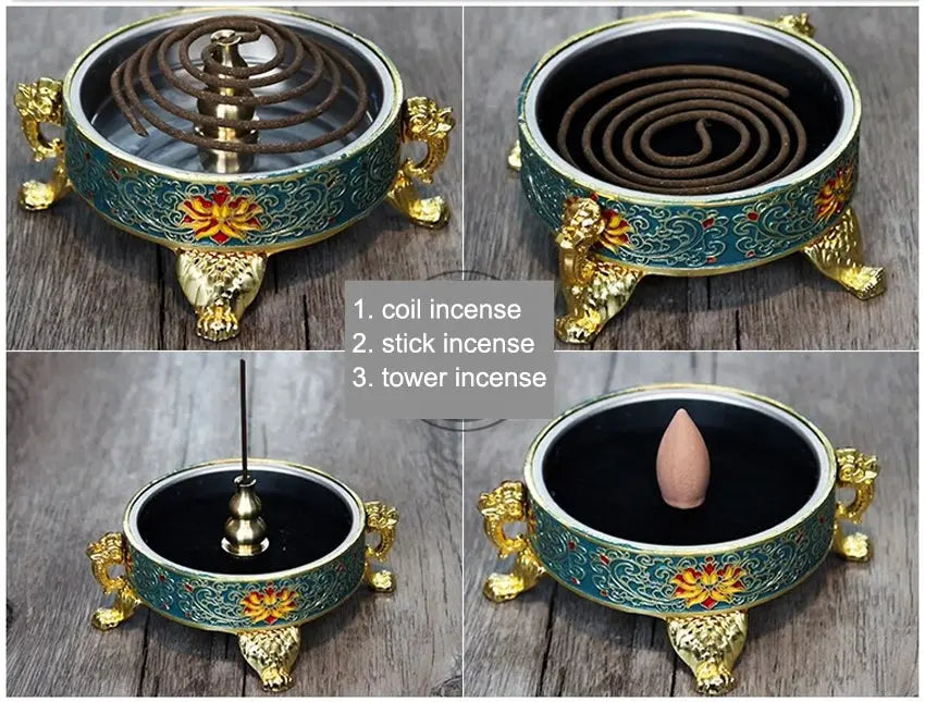 Antique Royal Tibetan Lotus Incense Burner YourSoulPlace.com