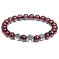 Thumbnail for Natural Garnet Stone & Eternal Knot/Lotus SINCERITY Bracelet