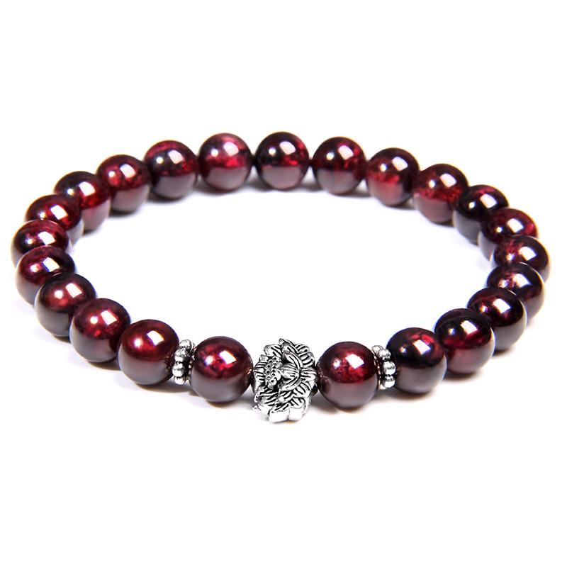 Natural Garnet Stone & Eternal Knot/Lotus SINCERITY Bracelet