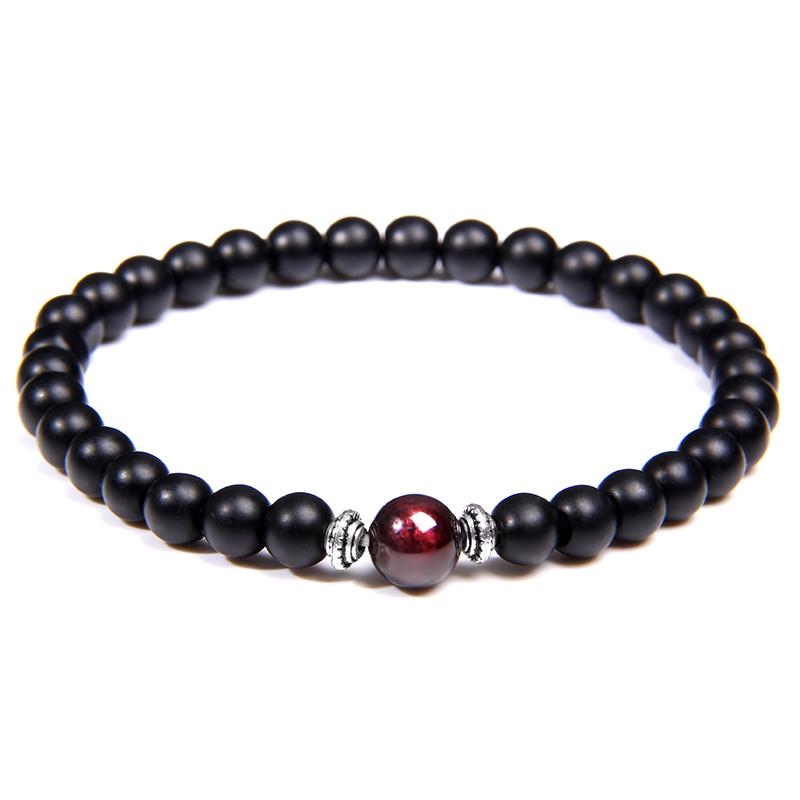 Natural Garnet Stone & Eternal Knot/Lotus SINCERITY Bracelet