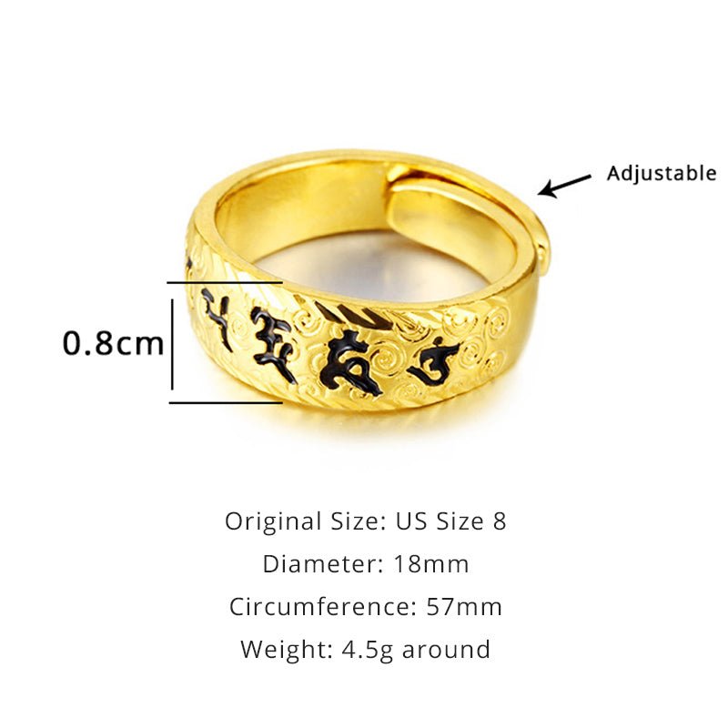 Gold Plated Om Mani Padme Hum Adjustable Mantra Ring