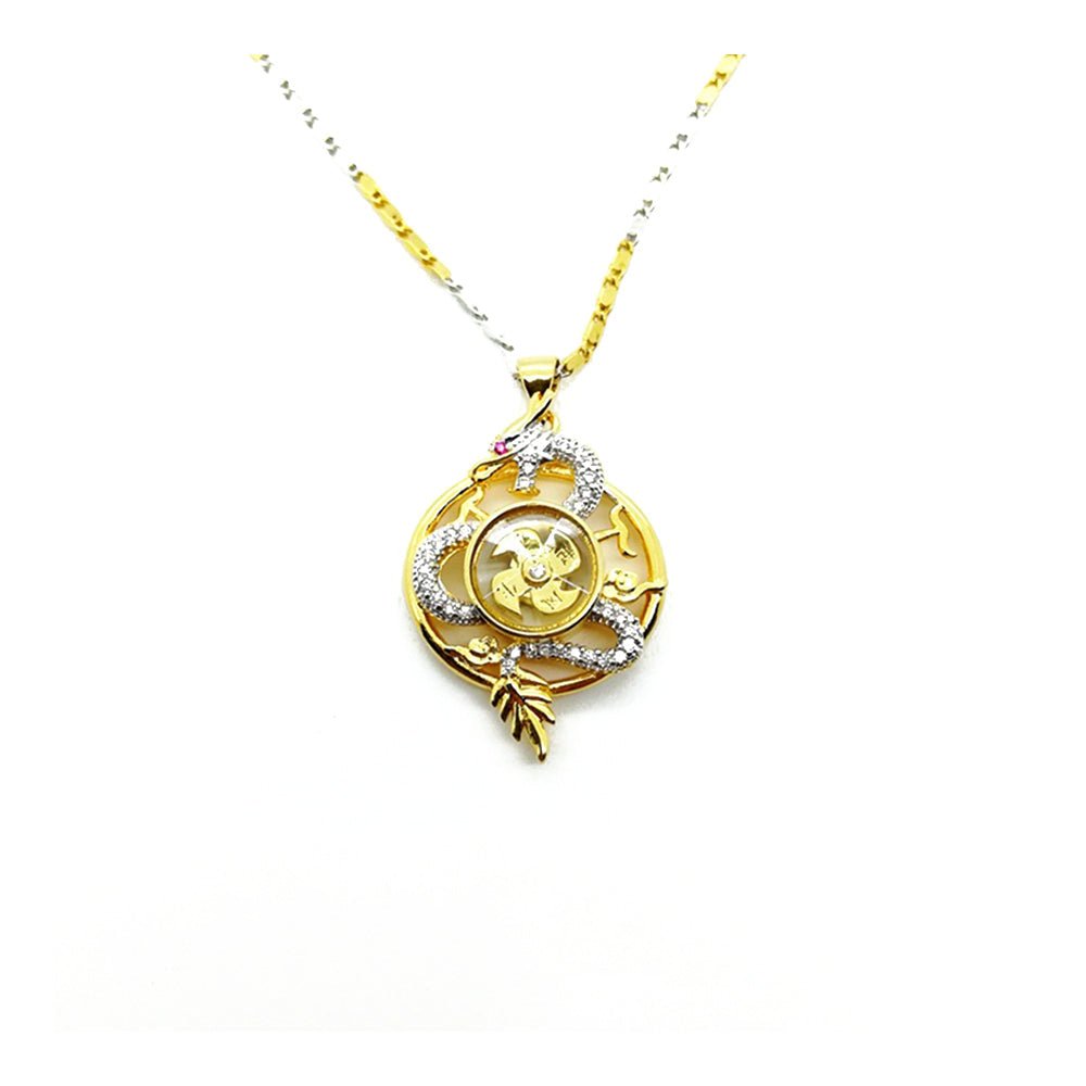 Gold Rotating Windmill Energy with Dragon Feng Shui Lucky Necklace