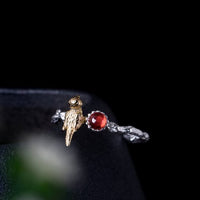 Thumbnail for Golden Bird and Red Garnet Silver Ring