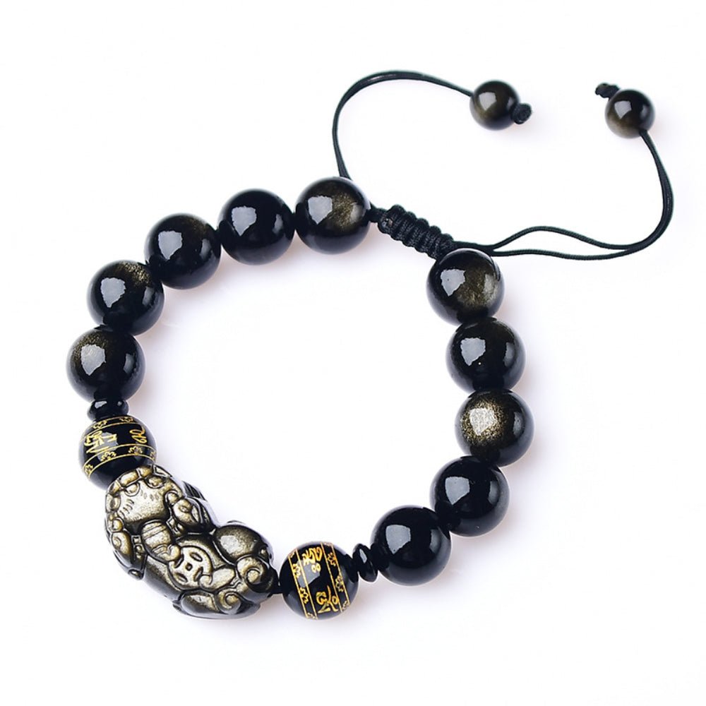 Golden Sheen Obsidian Wealth Pixiu Bracelet