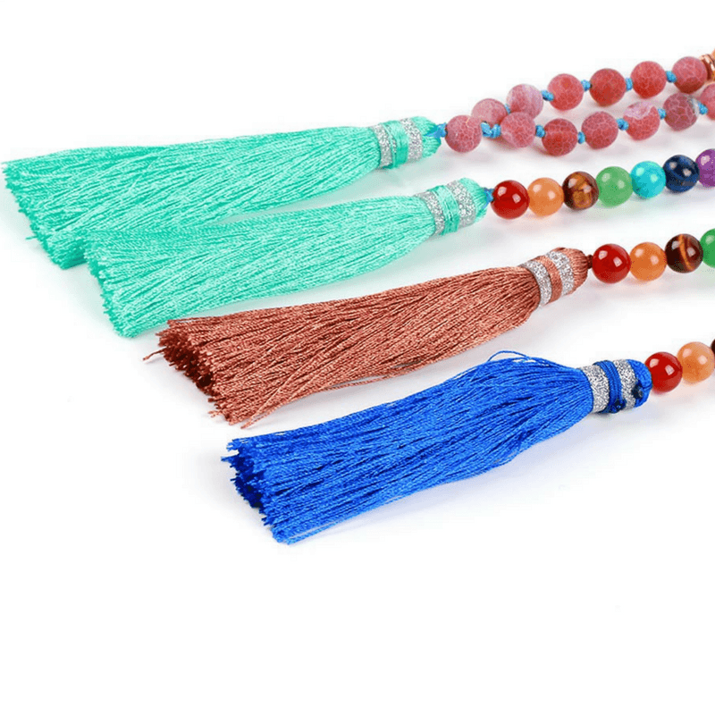 Natural 7 Chakra Tassel Mala Necklace