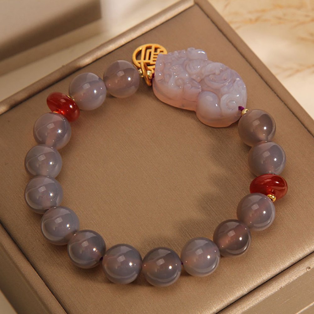 Gray Agate Pixiu Bracelet