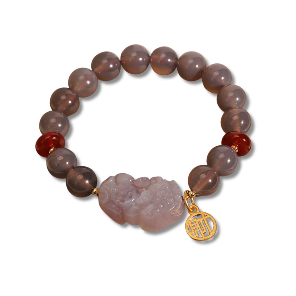 Gray Agate Pixiu Bracelet