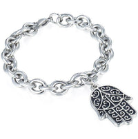 Thumbnail for Hamsa Hand Evil Eye Steel Bracelet for Men-Fits up to 10