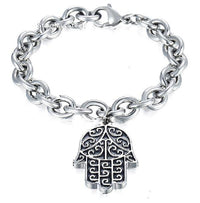 Thumbnail for Hamsa Hand Evil Eye Steel Bracelet for Men-Fits up to 10