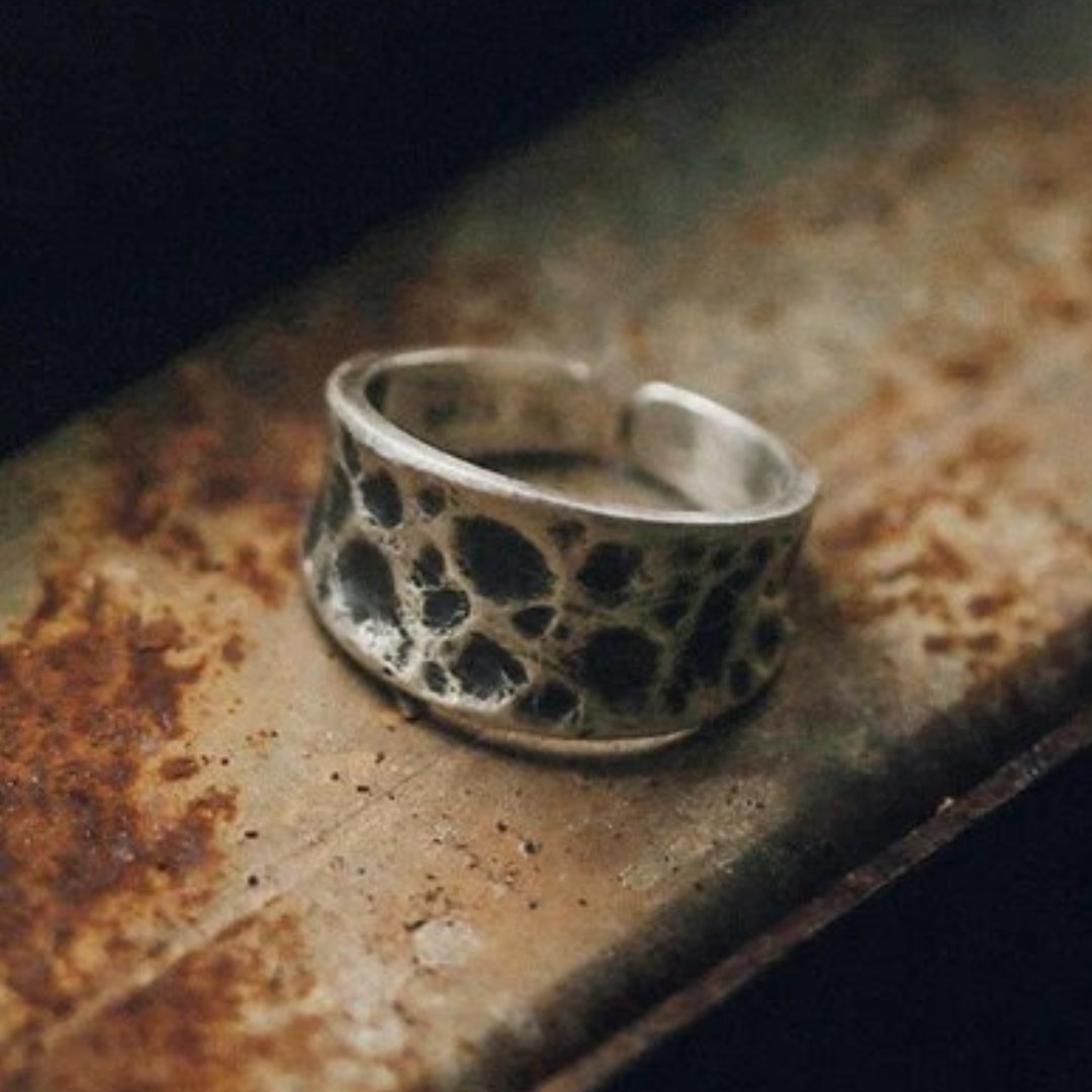 Hammered Minimalist Silver Ring