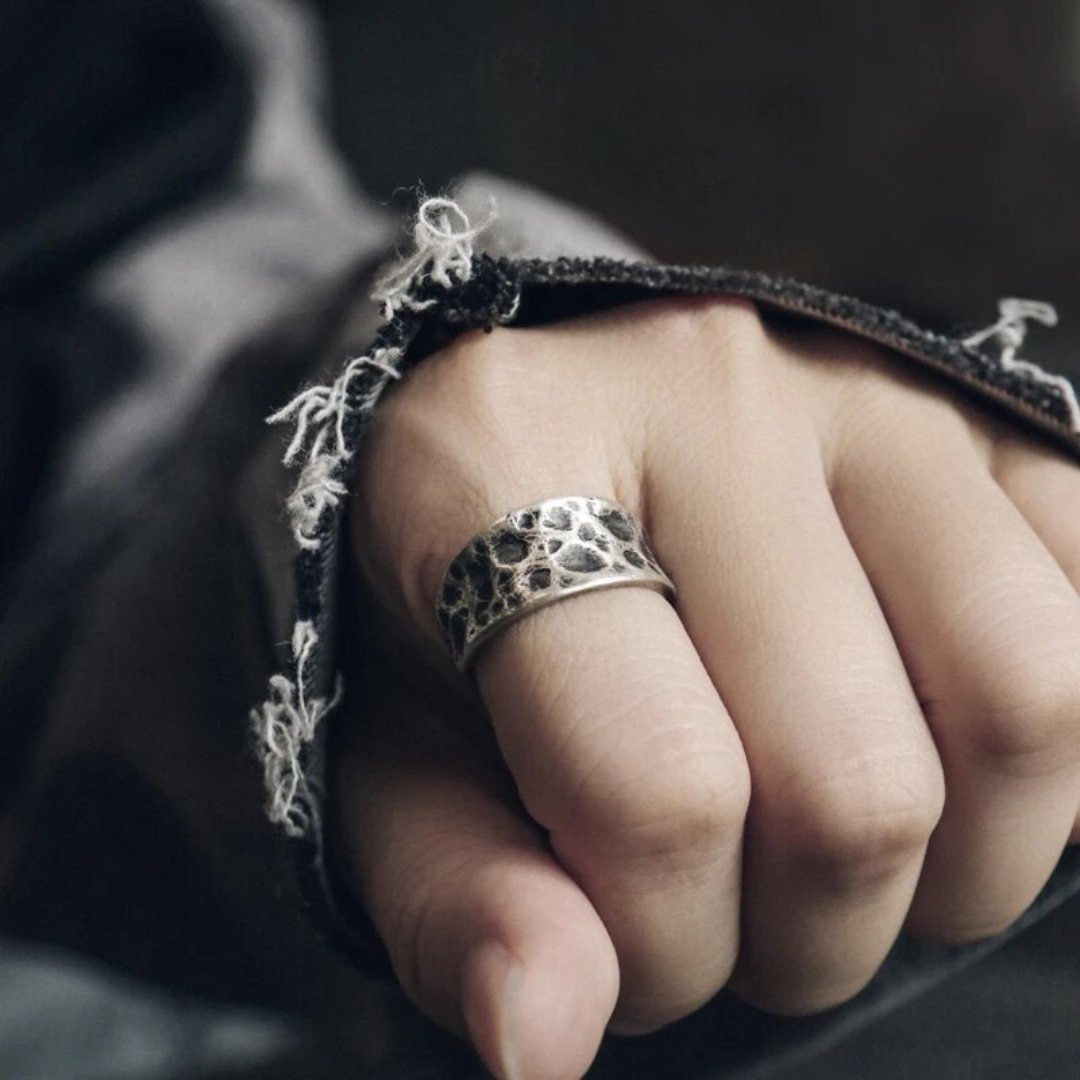 Hammered Minimalist Silver Ring