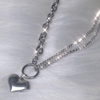 Thumbnail for Titanium Steel  'BIG HEART' Dual Link Chain Necklace