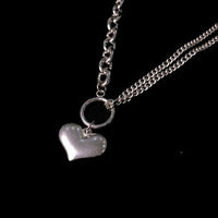 Thumbnail for Titanium Steel  'BIG HEART' Dual Link Chain Necklace