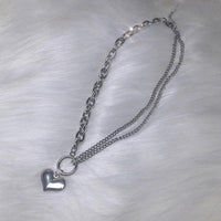 Thumbnail for Titanium Steel  'BIG HEART' Dual Link Chain Necklace