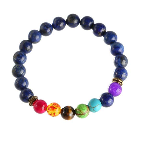 Natural Lapis Lazuli Stone 7 Chakra Healing Bracelet