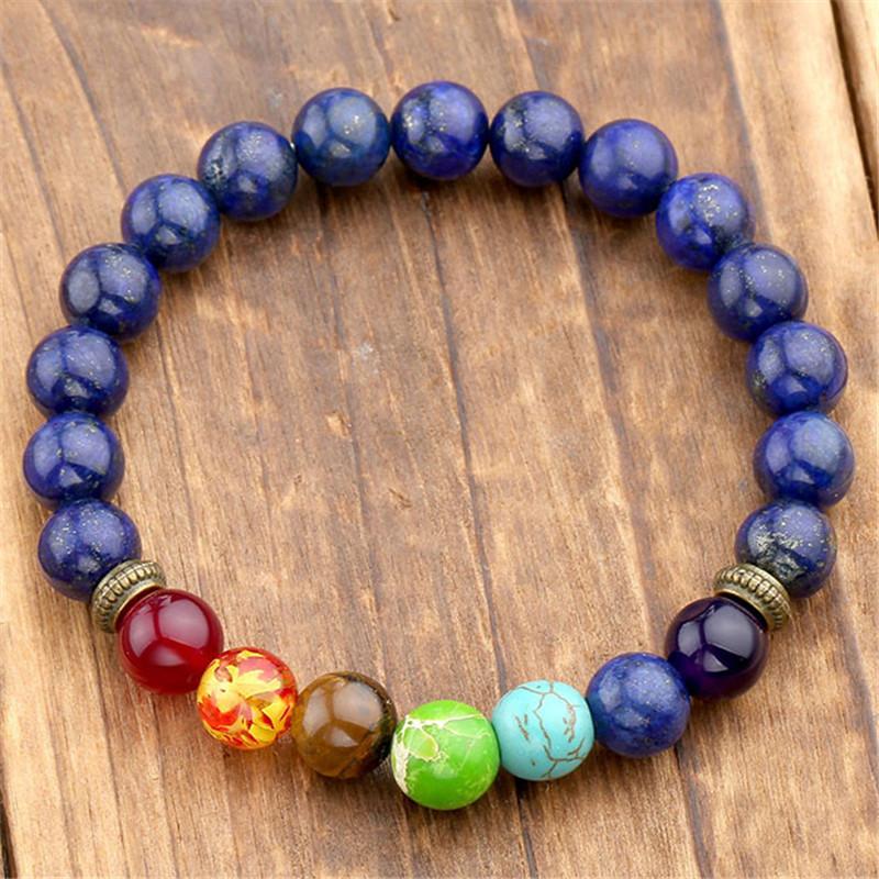 Natural Lapis Lazuli Stone 7 Chakra Healing Bracelet