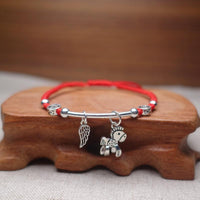 Thumbnail for Sterling Silver  WIND HORSE  Red Rope Bracelet