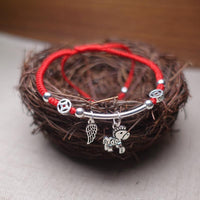 Thumbnail for Sterling Silver  WIND HORSE  Red Rope Bracelet