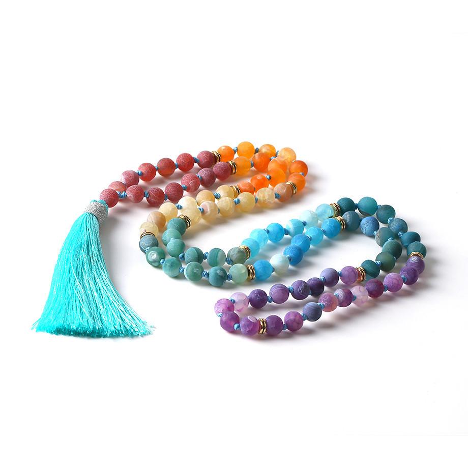 Natural 7 Chakra Tassel Mala Necklace