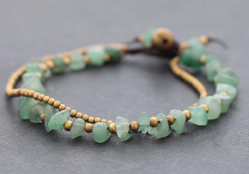 Natural JADE & Thai Brass 'SERENITY & PURITY' Boho  Bracelet