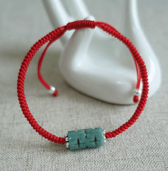 Natural Burmese Jade,Sterling Silver & Red Rope PURIFYING Bracelet